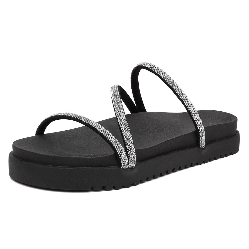 Sandália Papete Feminino Casual Conforto Com Strass Moda Verão Atemporal