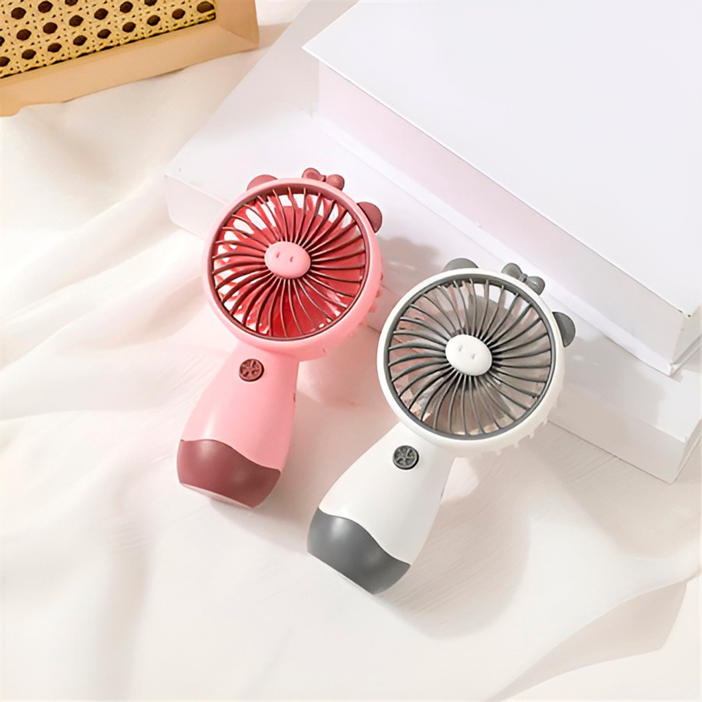 Ventilador de Mão Silencioso Bege USB Portátil Recarregável Mesa Econômico Premium Original Profissional Top Durável