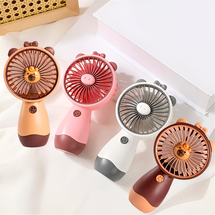 Ventilador de Mão Silencioso Rosa USB Portátil Recarregável Mesa Econômico Premium Original Profissional Top Durável