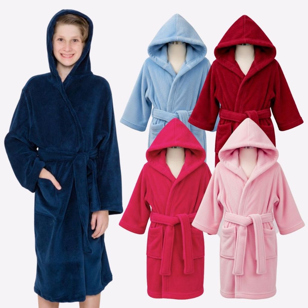 Roupão Fleece Pelucia Quentinho Infantil Juvenil Peluciado Inverno Liso Básico com Touca Juvenil