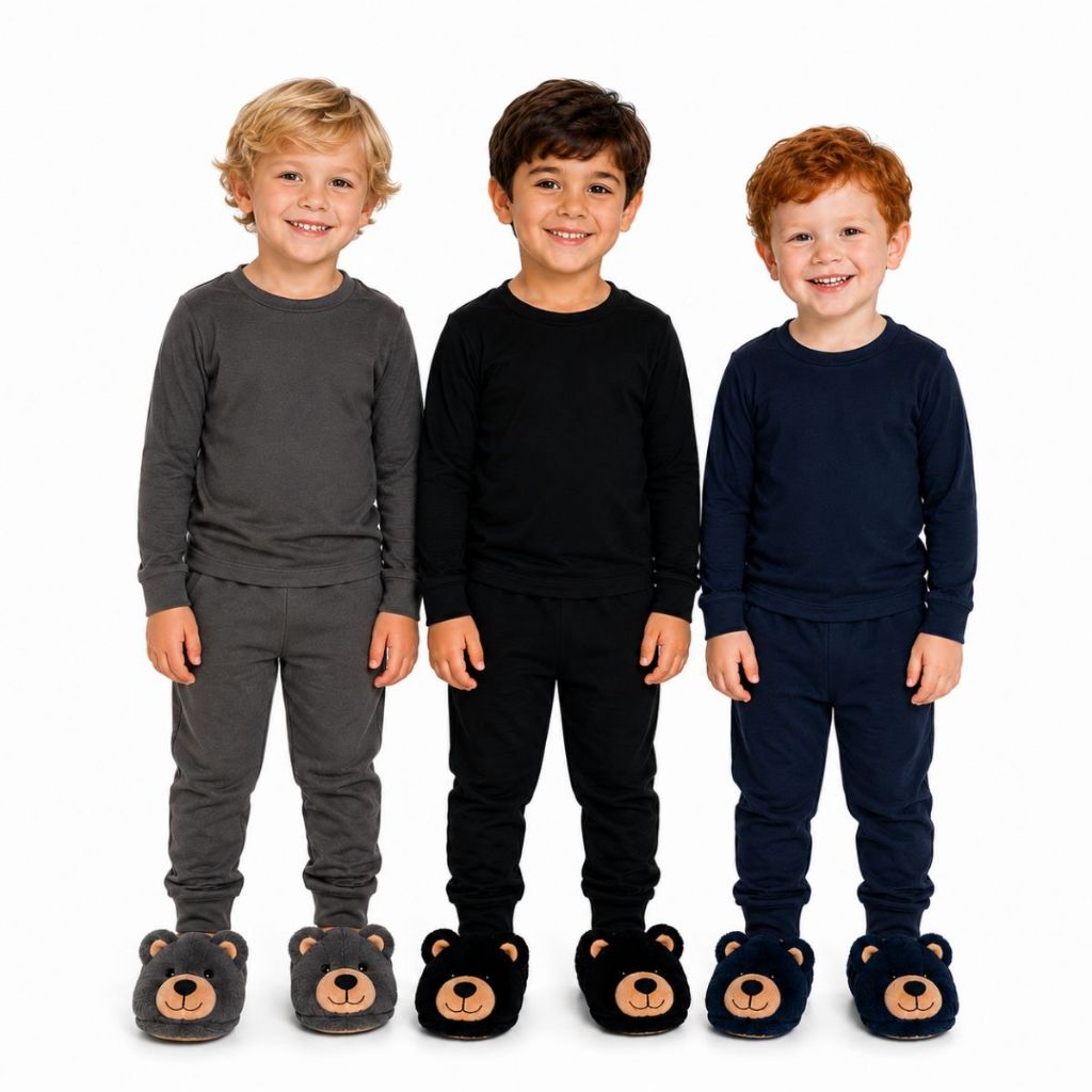 Pijama Infantil Menino Inverno Térmico Liso Peluciado Manga Longa 1 ao 10 anos Conforto e Estilo