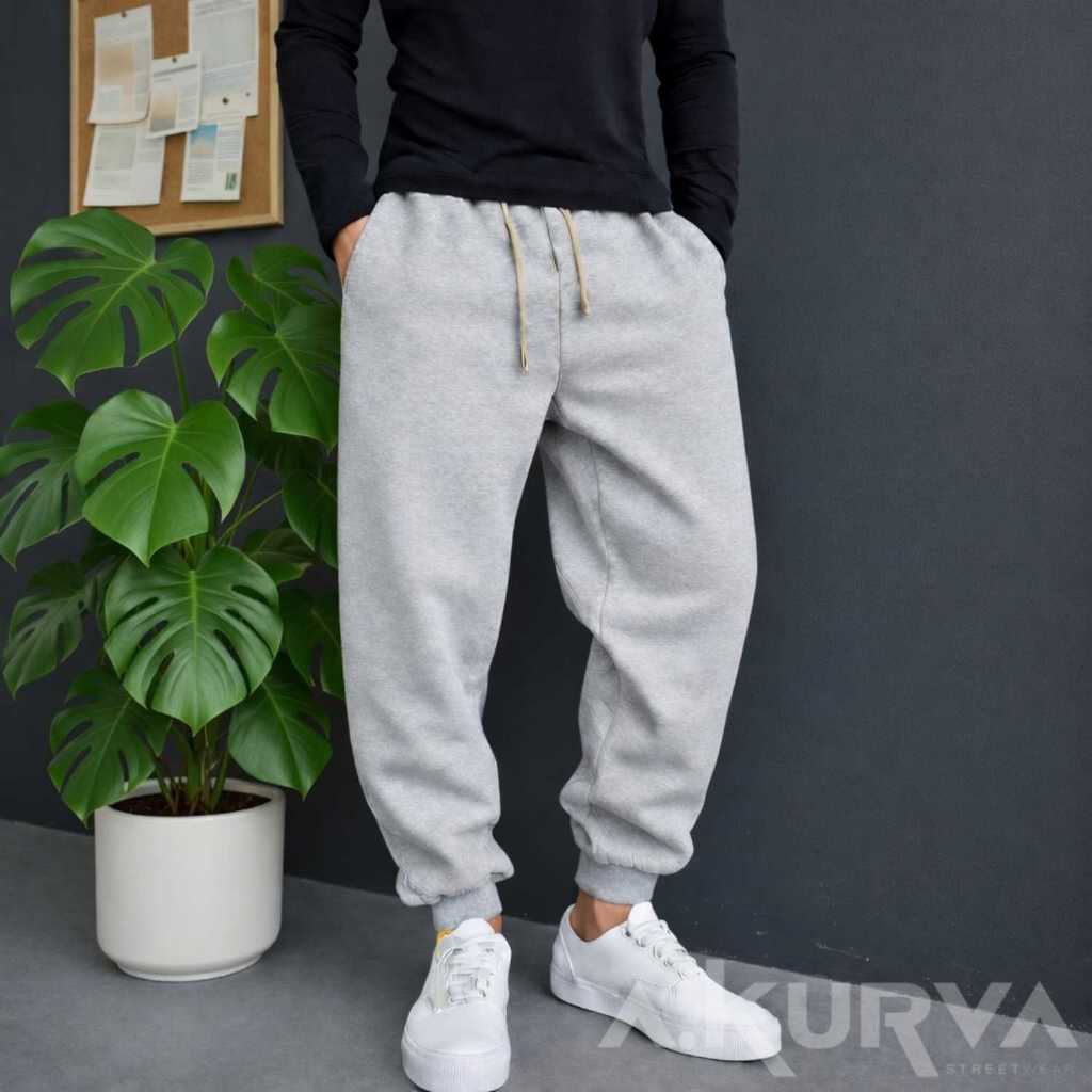 Calça Jogger Moletom Liso Oversized Peluciada Slim Fit Bolsos Laterais Flaneladas