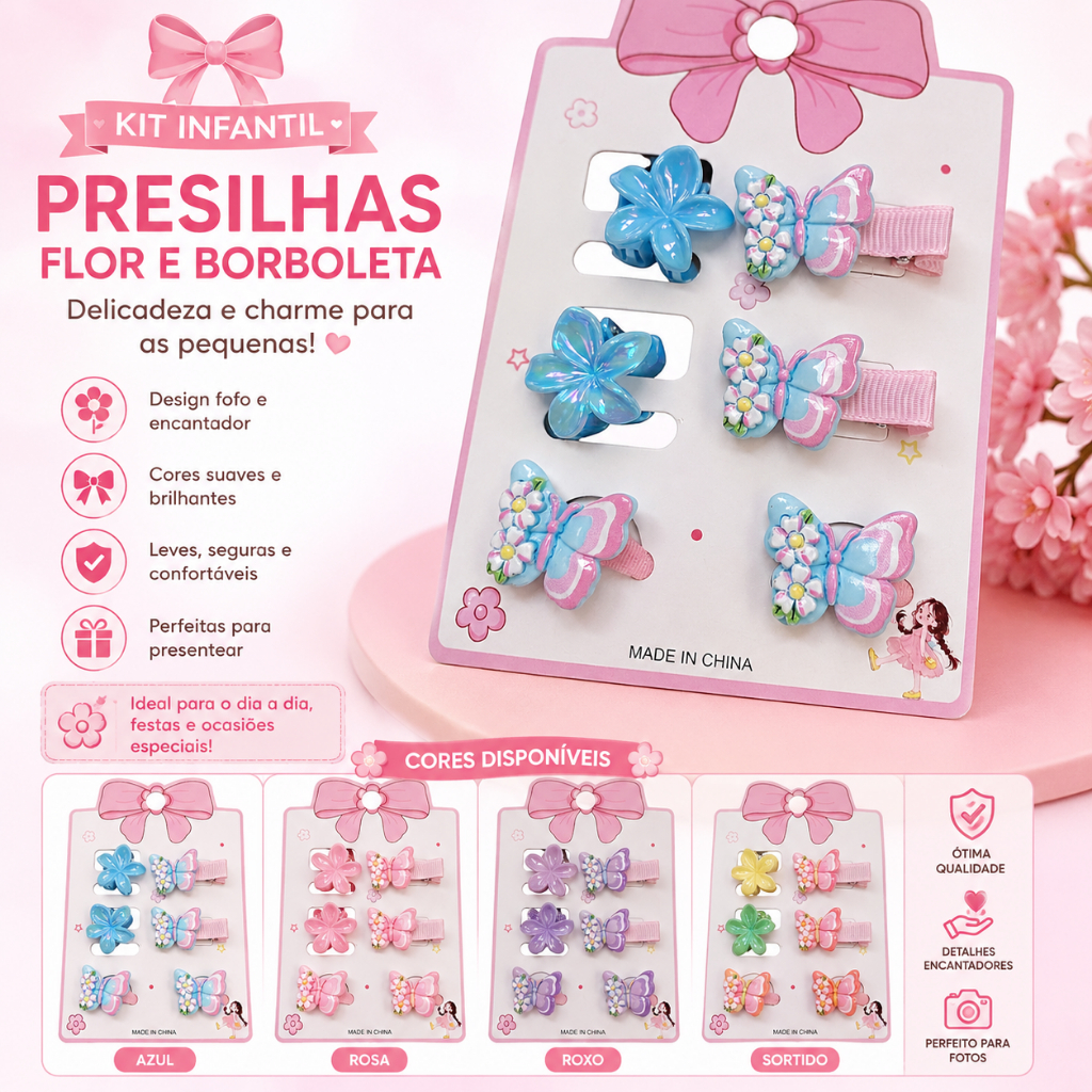Kit Presilhas infantis 6 Peças.