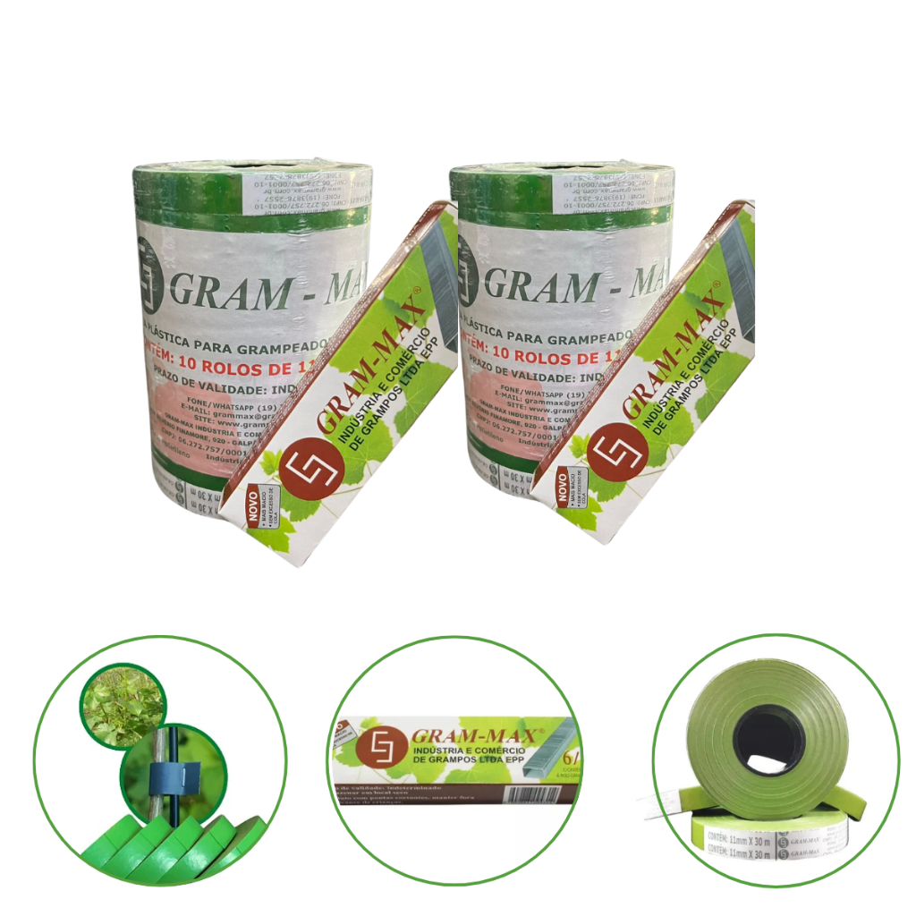 Kit 2 Fita e Grampos Para Alceador Grampeador Estufas Gram Max 20 Rolos