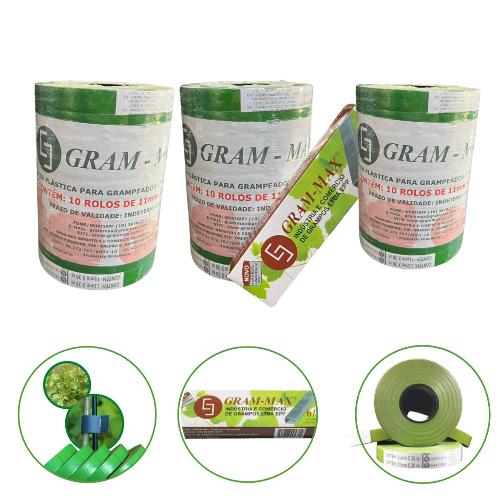 Kit Fita Para Alceador Jardim Grampear Grampos Gram Max 30 Rolos 14.400 Grampos