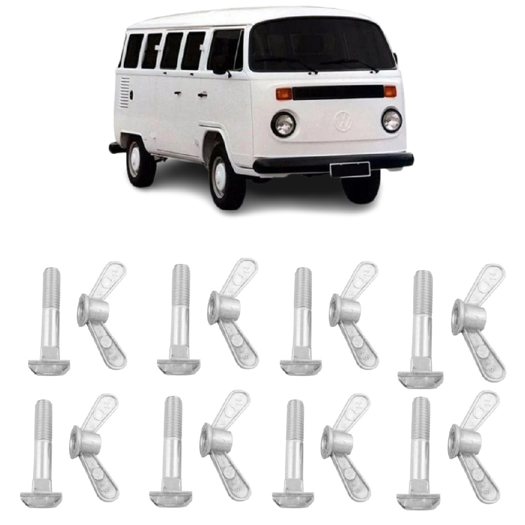 Kit 8 Parafuso Presilha Borboleta Conjunto Banco Da Kombi Clipper Kombi Carat 1997 Ate 2013