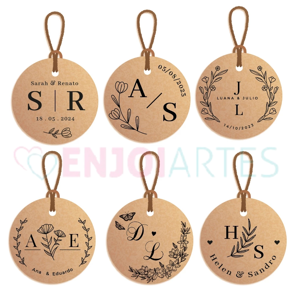 Tag Kraft 2,5cm Personalizada | Papelaria | Lembrancinha para casamento, chá de panela