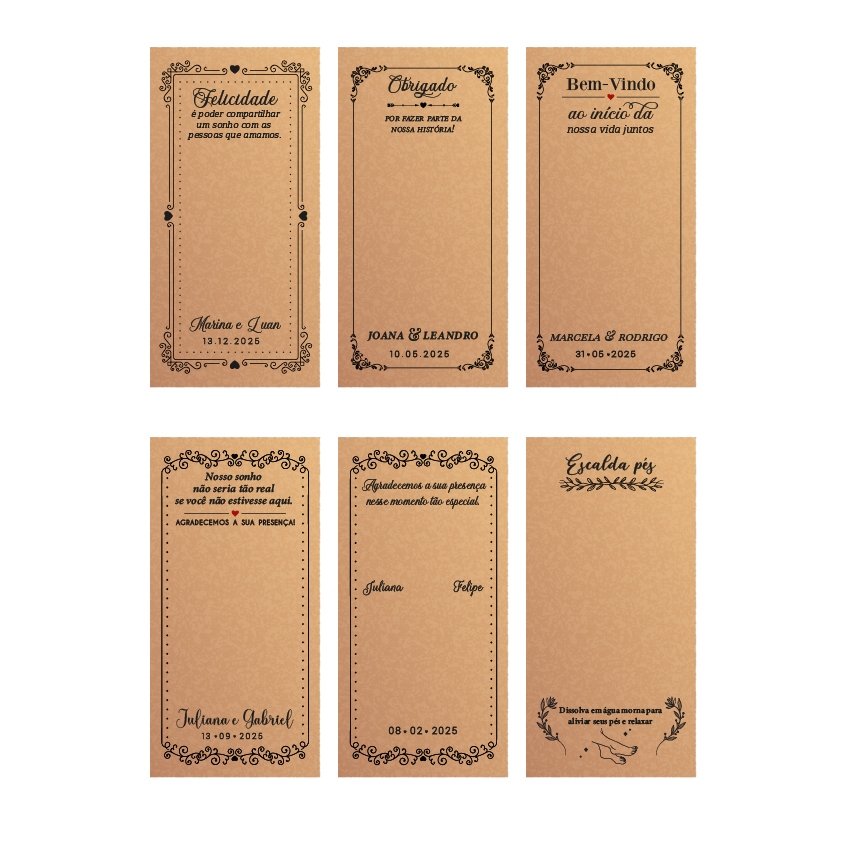30 Cartões de Agradecimento Kraft Personalizado -12x6 cm