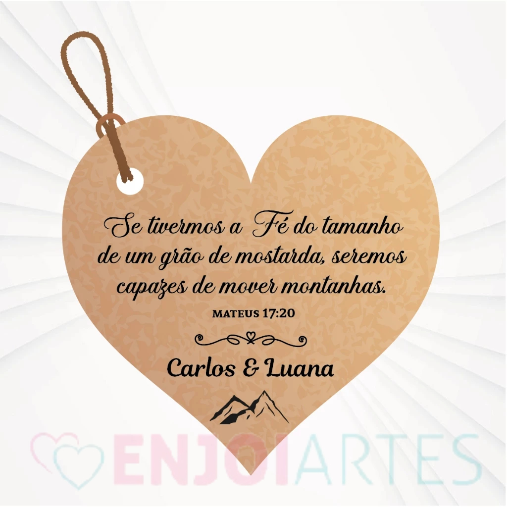 Tag Coração Kraft Personalizada  |  Versículo 