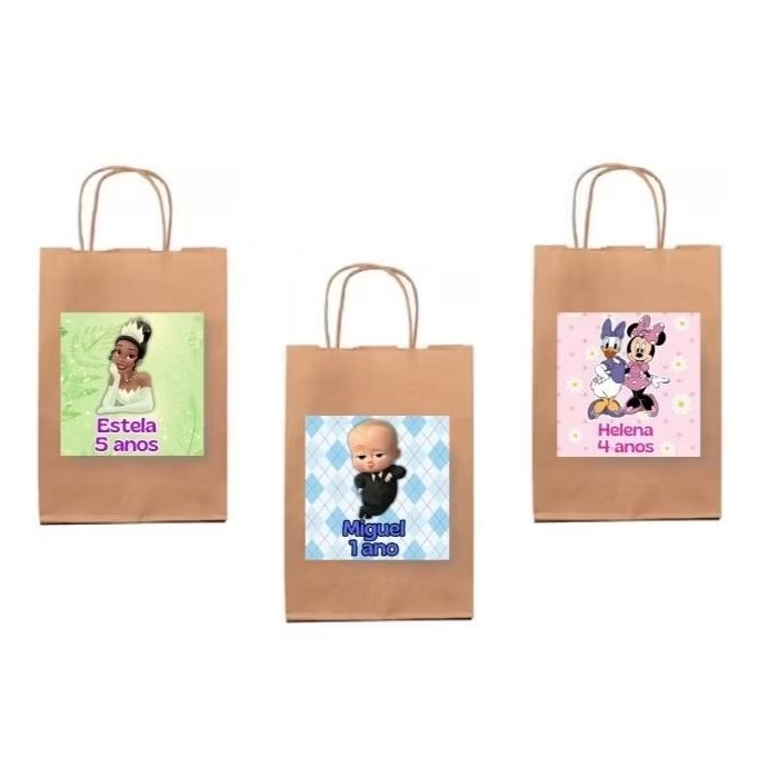 Adesivos Personalizados para Sacola Kraft 9x9cm VÁRIOS TEMAS