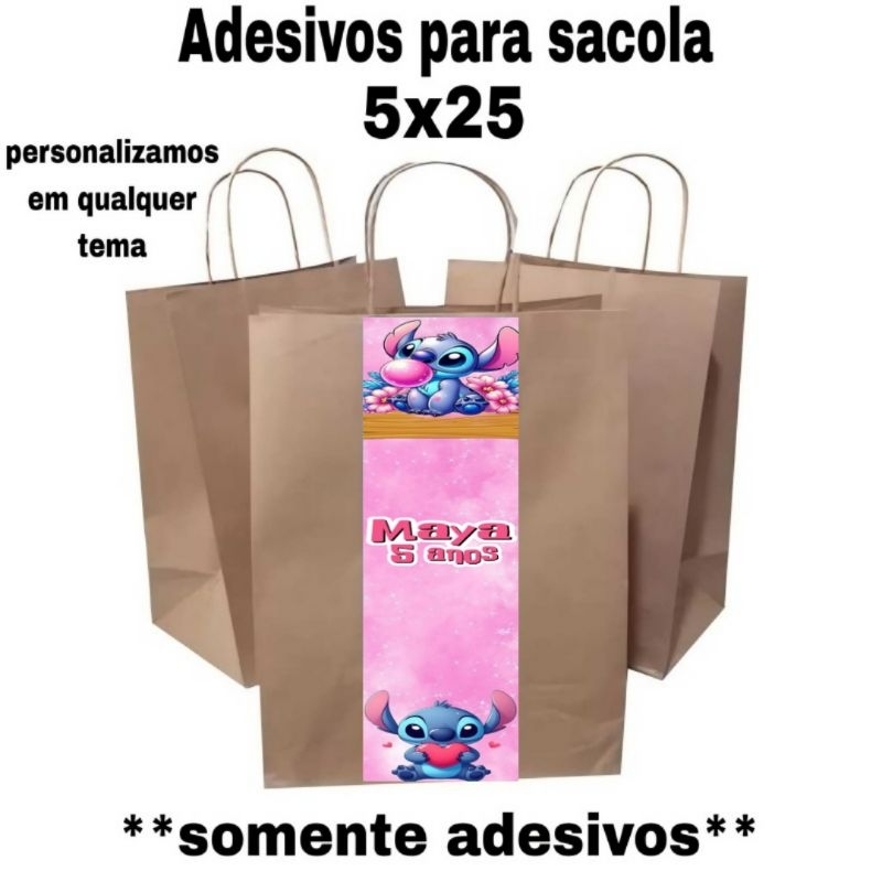 Adesivo em tira personalizado 5x25 para sacola kraft