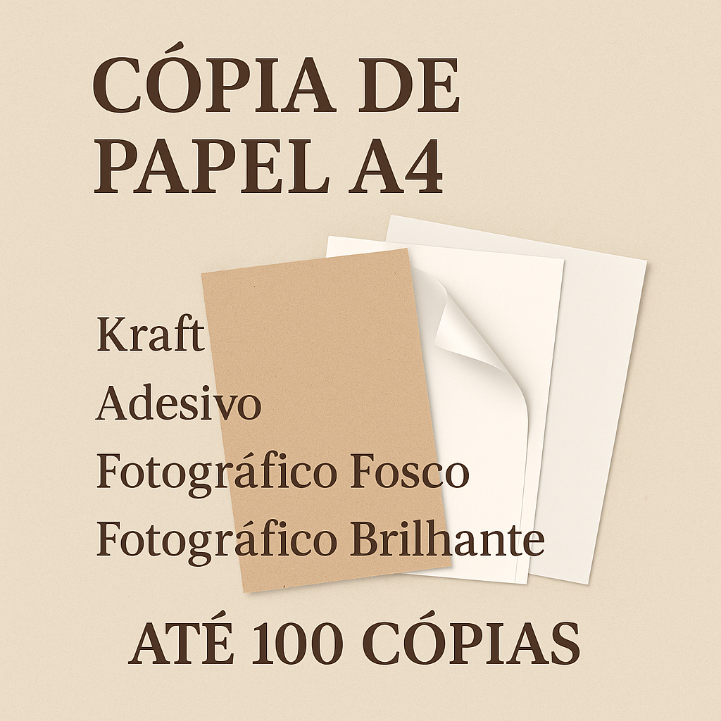 Cópia A4 Personalizada | Kraft | Adesivo | Foto | até 100
