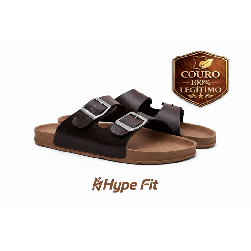 Sandália Unissex Papete Birken Com Fivelas Ajustáveis Confortável Moderna Casual Estilo Old Money Couro Legítimo