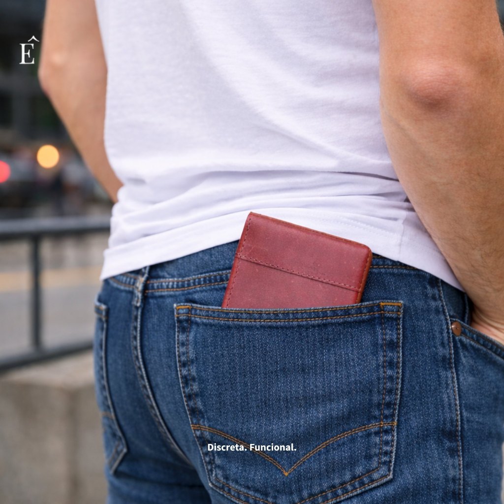 Carteira De Couro Legitimo  Para Homens – Estojo Dobrável Vários Cartões Estilo Curto Com Bolso Dinheiro ​