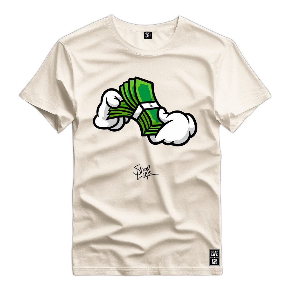 Camiseta Personalizada Estampada T-Shirt Style Dolar Camisa Streetwear Minimalista 100% Algodão