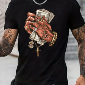 Camiseta Masculina T-shirt Money Mao Correntes NOVO! Camisa Blusa Exclusiva style 100% Algodão