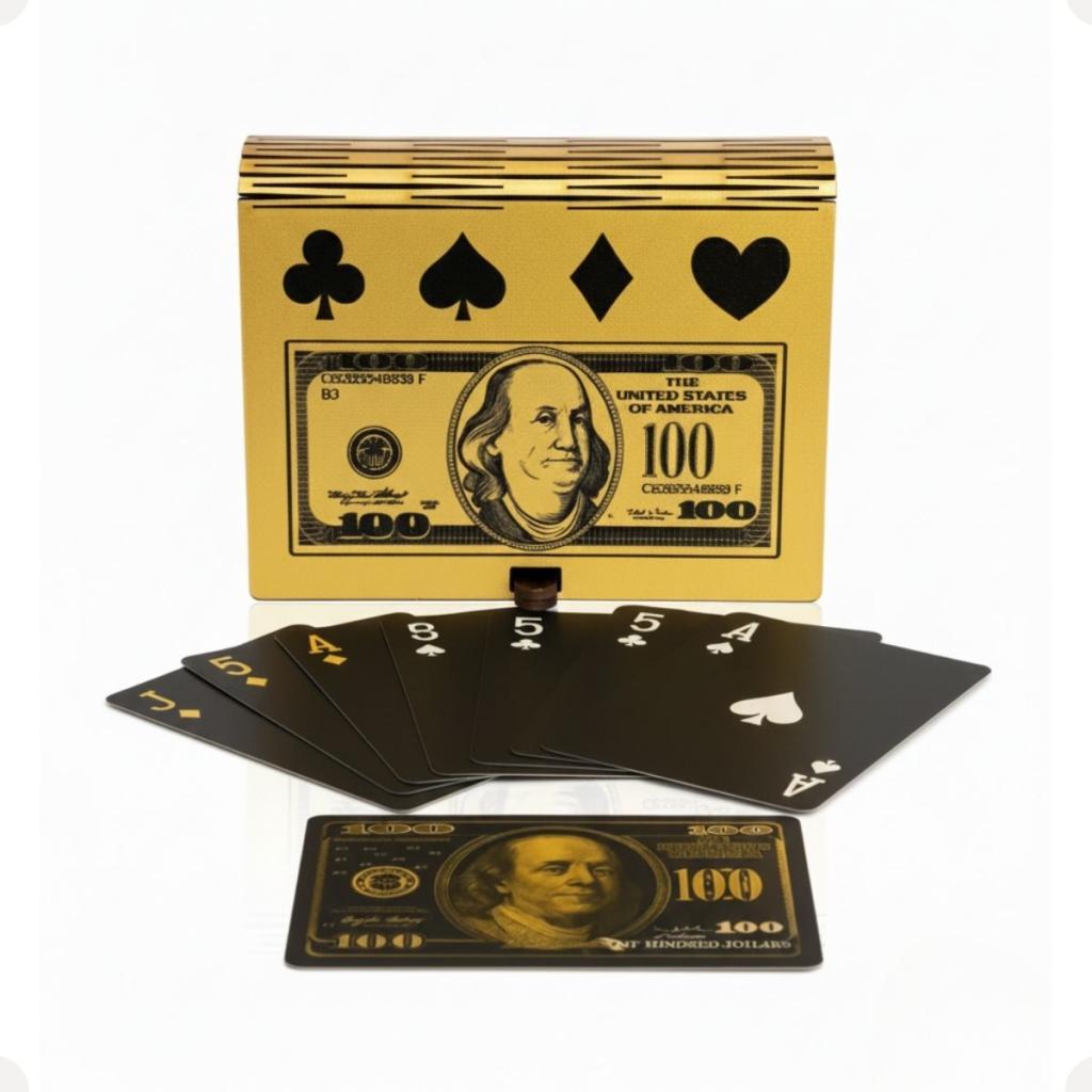 Baralho Estilo Dólar Poker Com Caixa Colecionável Playing Cards Dinheiro Design Premium Presente