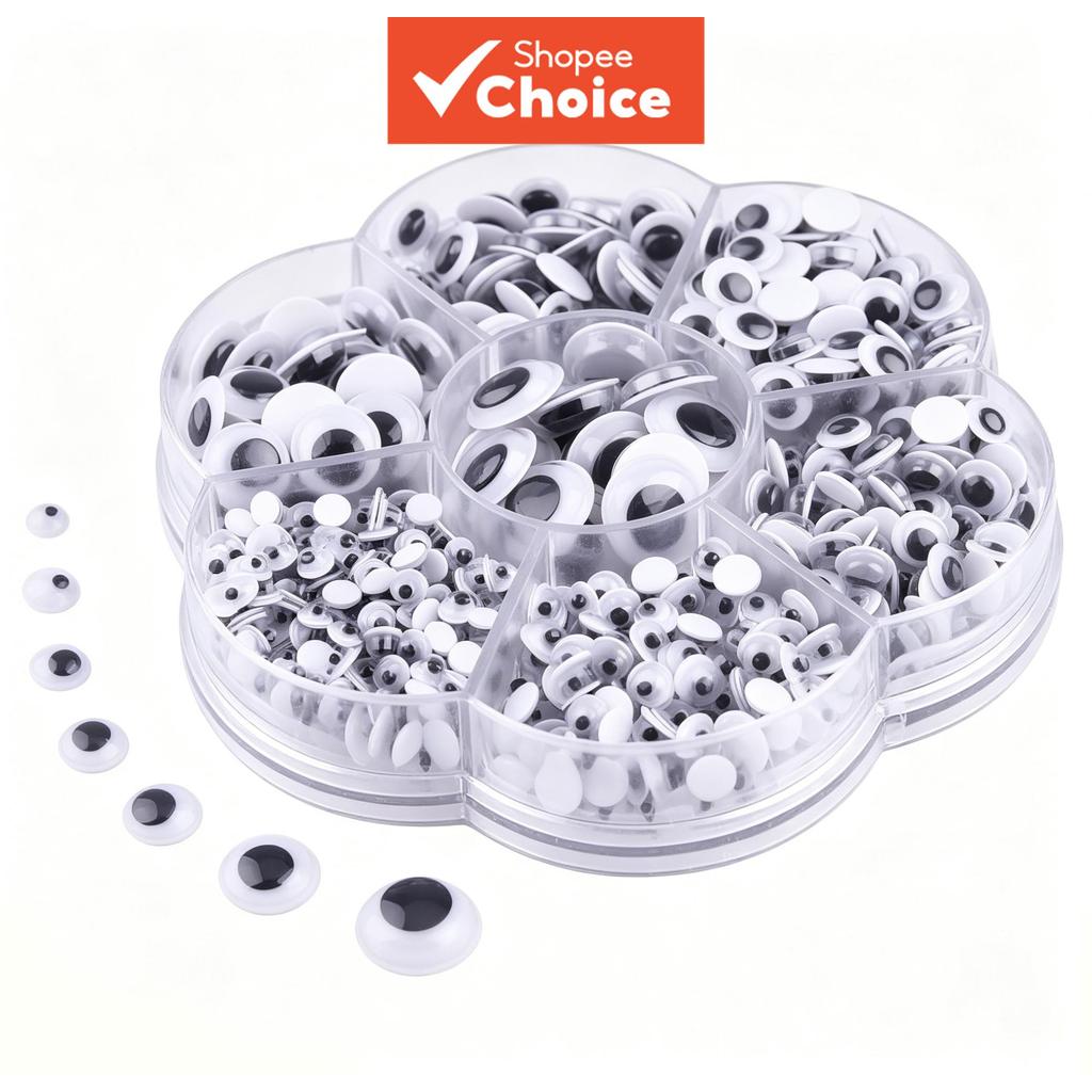 Redondo Plástico Preto Artesanato Olhos Adesivo Pacote Bonito Adesivos À Prova Dwaterproof Água Estéticos Animais DIY Sc