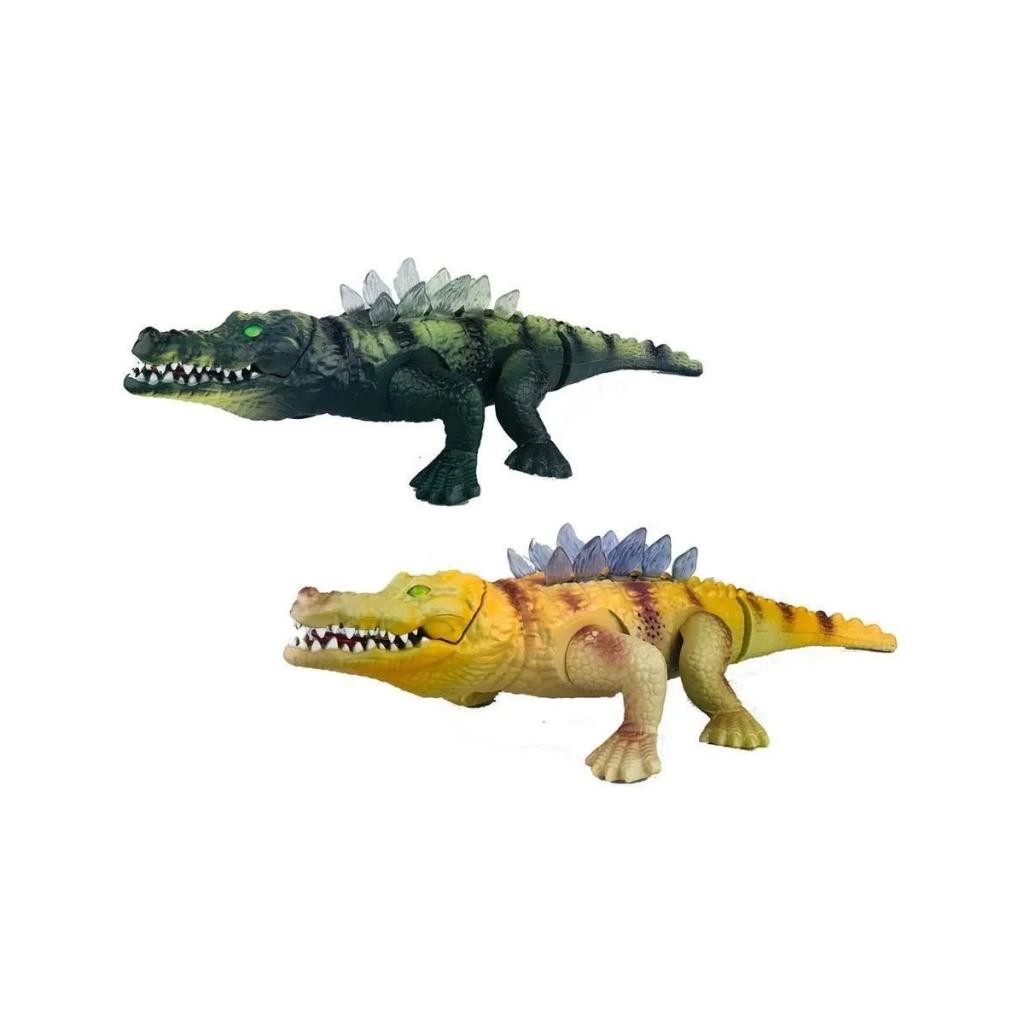 Crocodilo Pre Historico Luz Som Anda Plastic Animal Fantasia Educativo Infantil 1 unidade