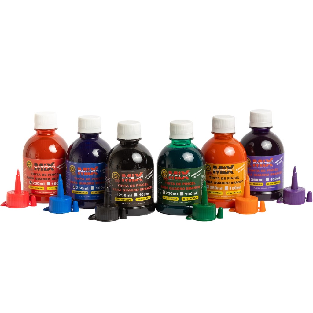 Kit 3 Tinta para Refil Pincel Marcador de Quadro Branco Piloto 250 ml + Bico Aplicador
