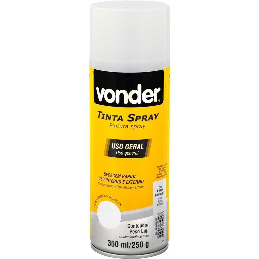 Tinta em Spray Branco Brilhante, 350 ml/250 g - Vonder