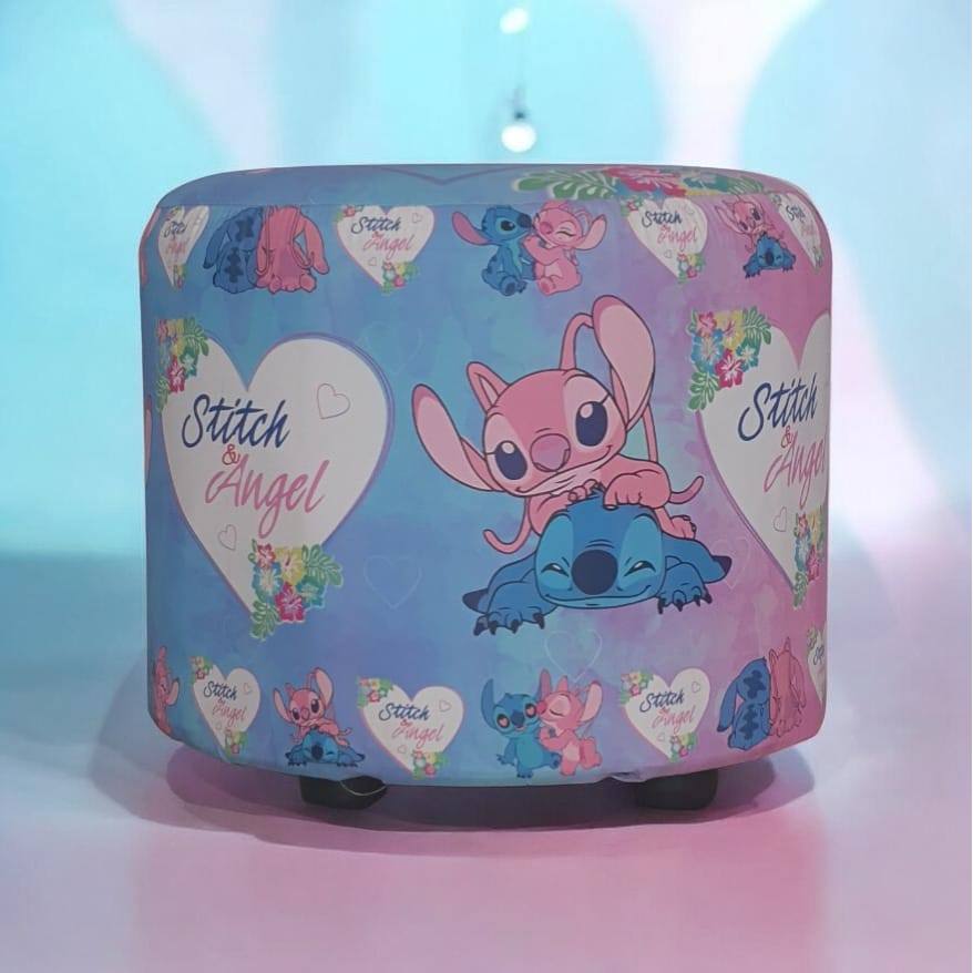 LANÇAMENTO !!! PUFF BANQUINHO BANQUETA DECORATIVO REDONDO INFANTIL STITCH QUARTO BEBE