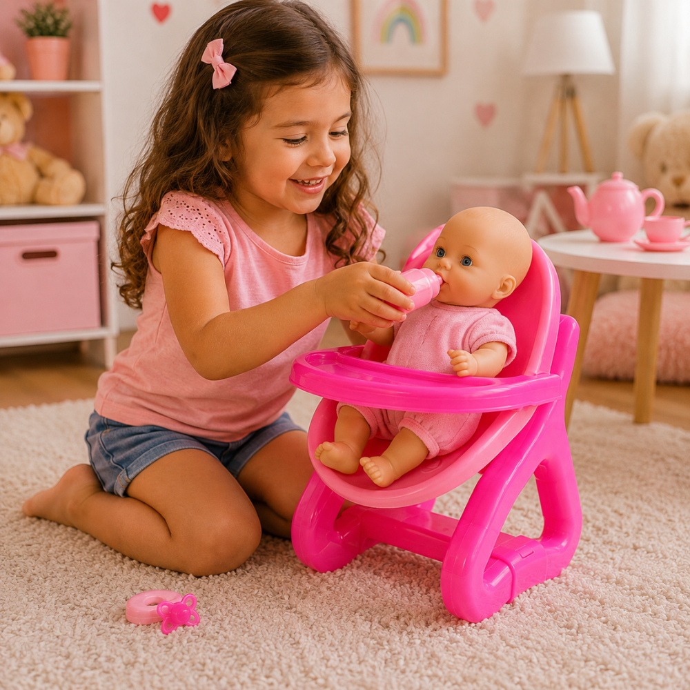 Cadeira Infantil Brinquedo Boneca Assento Ajustavel Seguro Colorido