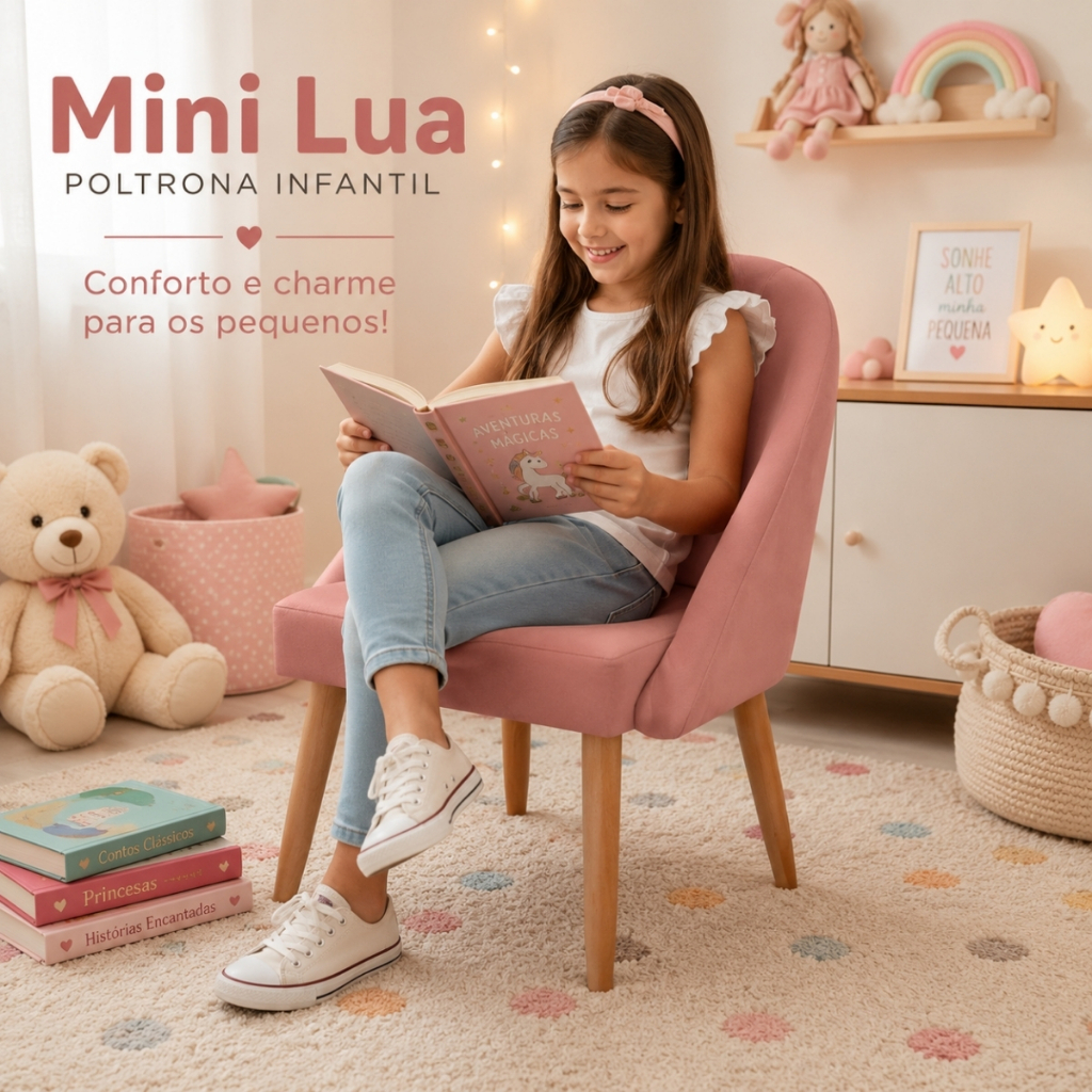 Cadeira Poltrona Infantil Mini Lua Veludo Para Estudio Fotografico Sessao De Fotos Ideal Crianças 05 a 10 Anos