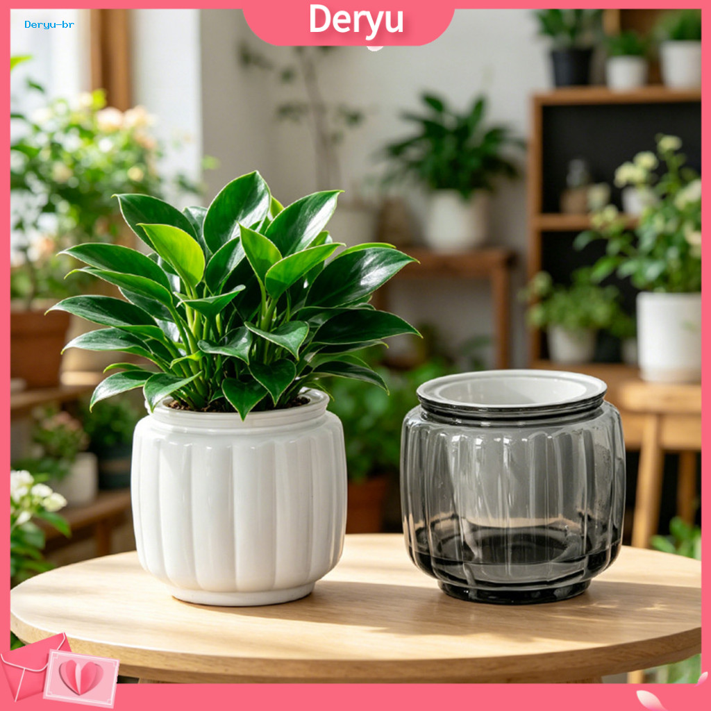Planter Pot Desk Plant Container Self Watering Indoor Pots with Drainage Holes – Small Plastic Planters for Violets Ca