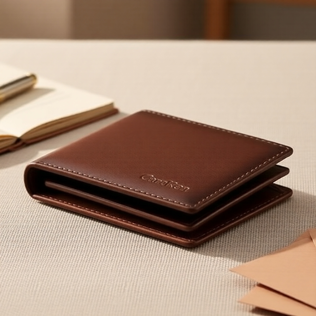 CarrKen Carteira Masculina de Couro Curta, Design com Letras em Relevo, Cor Sólida Minimalista, Bifold com Múltiplas