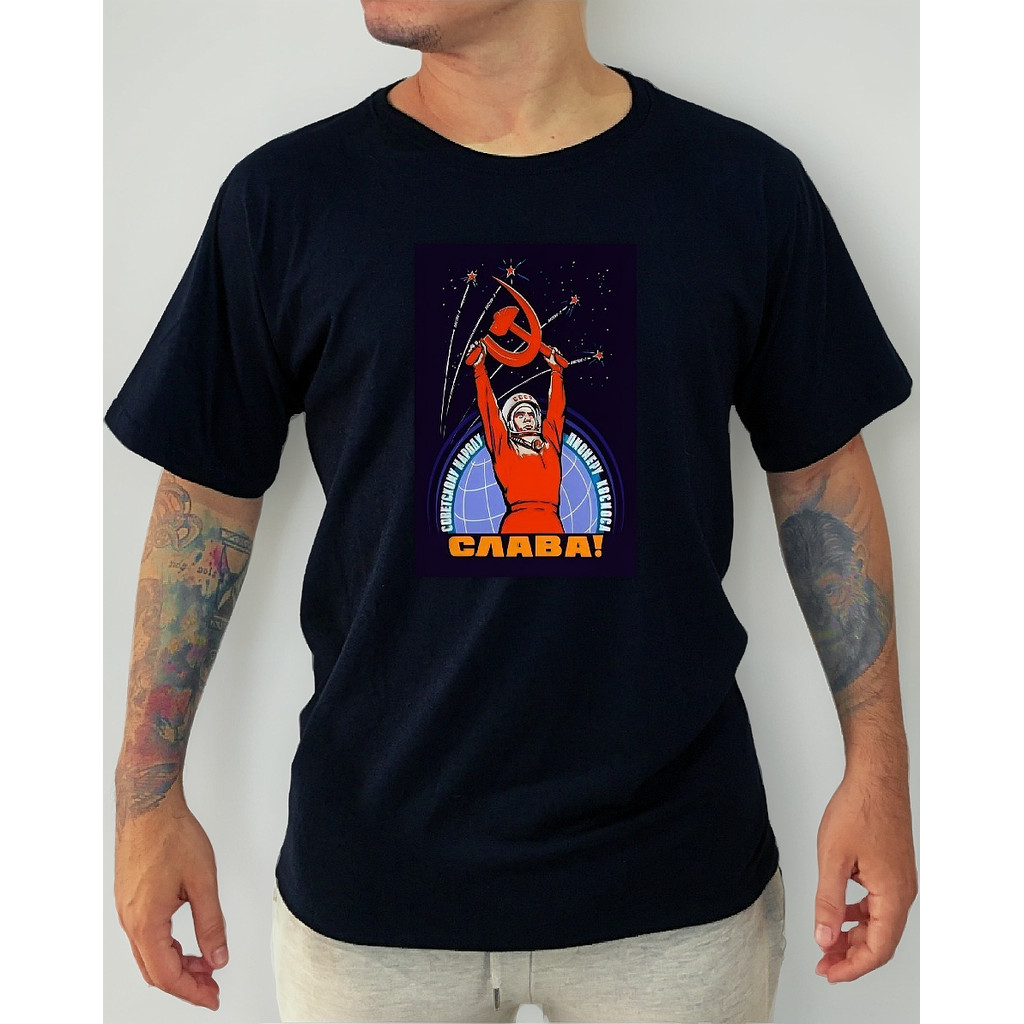 Camisetas Camisas Yuri Gagarin União Sovietica Russia Malha