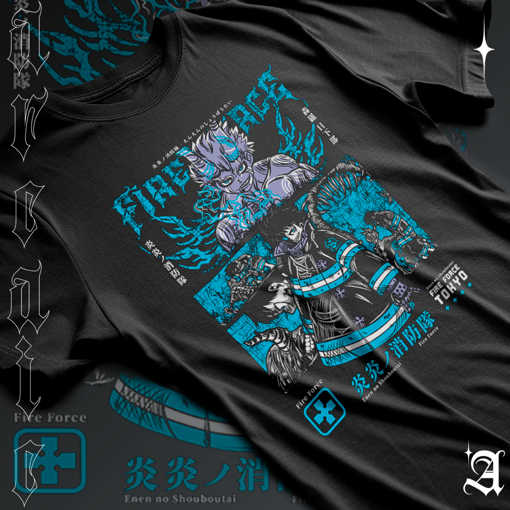 Camiseta Basica ou Oversized Algodao Shinra Kusakabe do anime Fire Force Cartoon Unissex