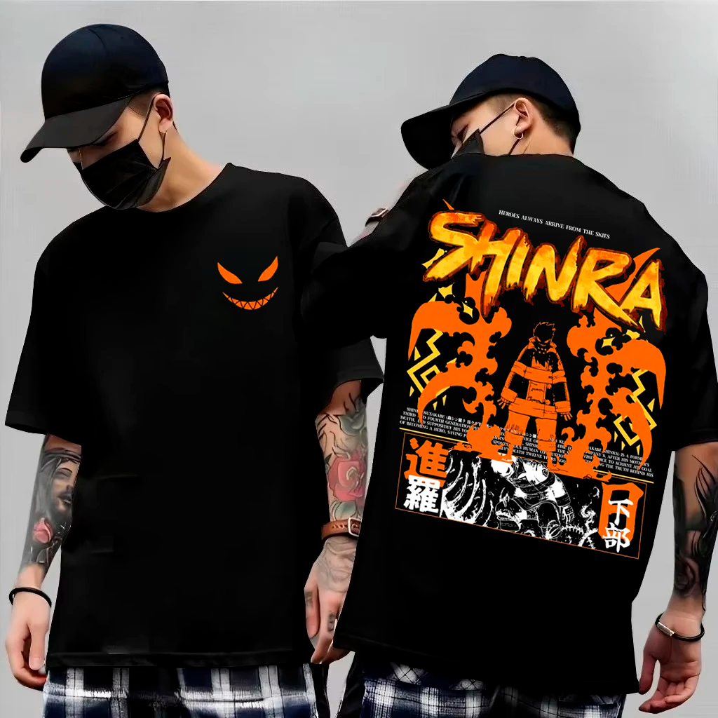 Camiseta Basica e OVERSIZED Fire Force Shinra Kusakabe Flame  Anime Graphic Unissex