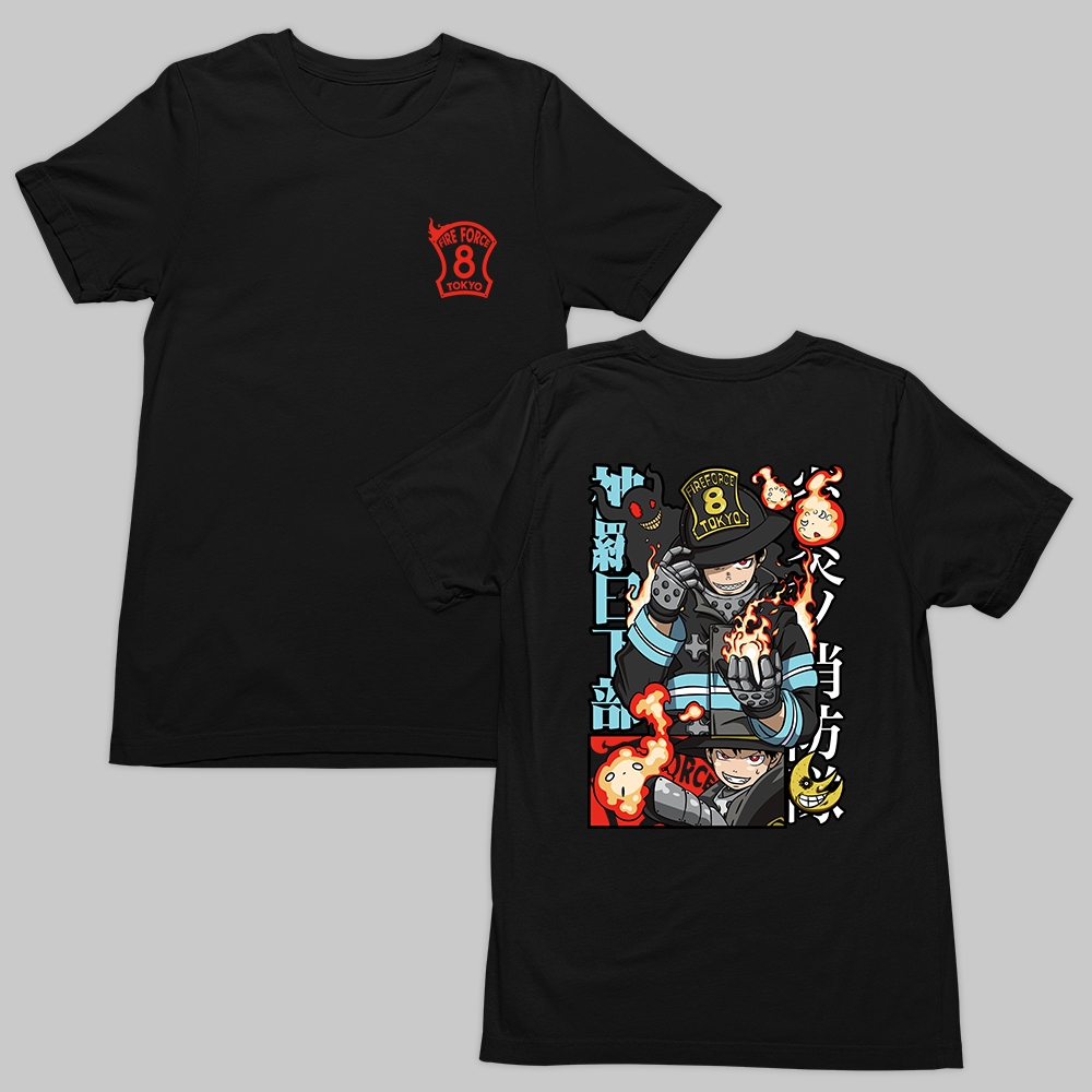 Camiseta Básica T-Shirt Fire Force Anime Enen no Shouboutai Mangá Shinra Kusakabe Unissex Shounen