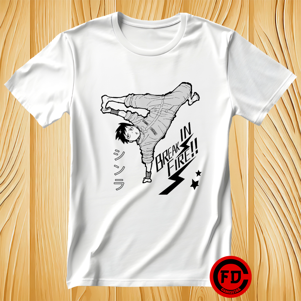 Camiseta Anime Fire Force Shinra Kusakabe Break In Fire Mangá Unissex