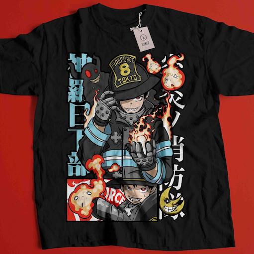 Camiseta Algodão Anime Fire Force Shinra Kusakabe
