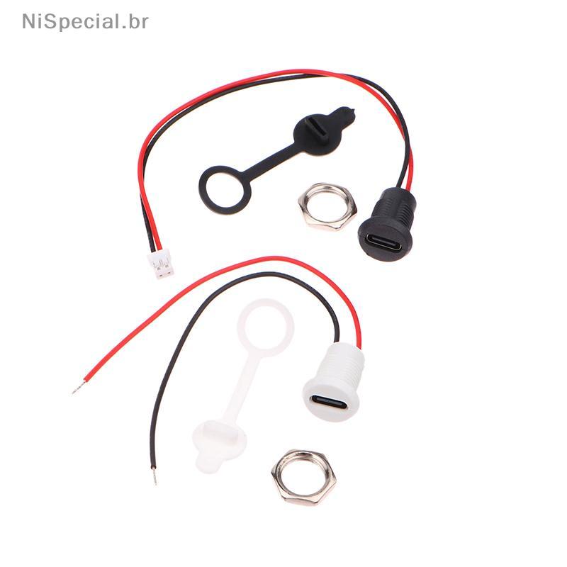 [Nis] USB-C 2P De Carregamento De Alta Corrente Soet Nut Snap Lo Plate Type Fêmea Tipo Conector À Prova D'água Ja [BR]