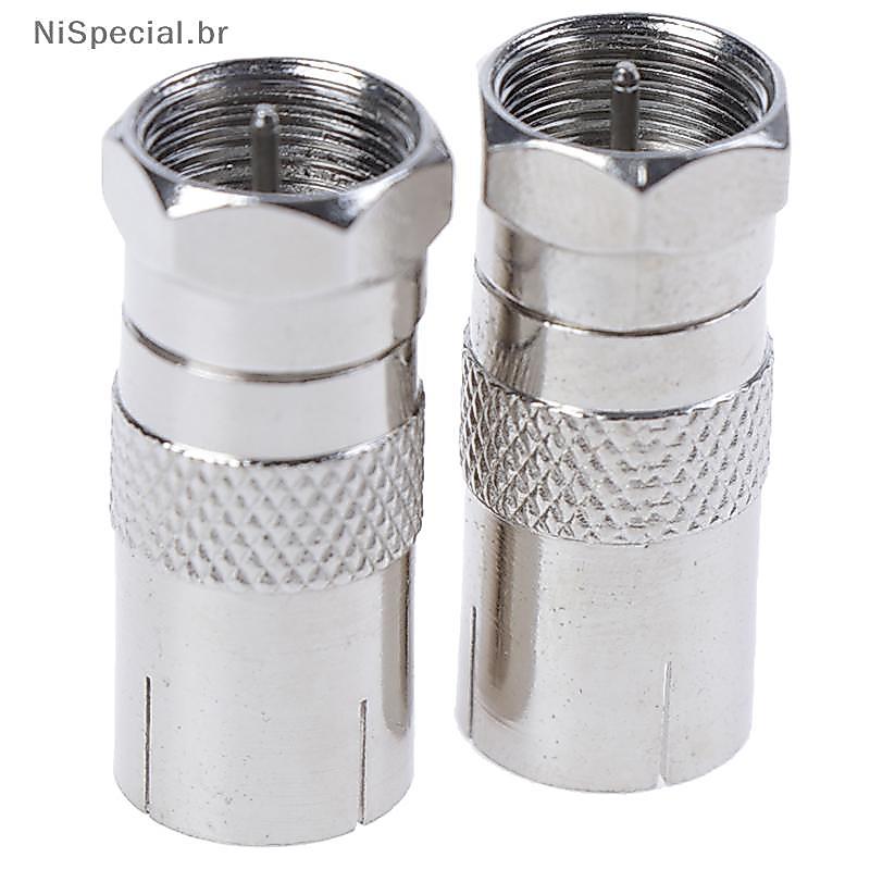 [Nis] 2 Unidades Conector De Plugue Macho Tipo F Soet Para Adaptadores RF Fêmeas Aéreos De TV Coaxial [BR]
