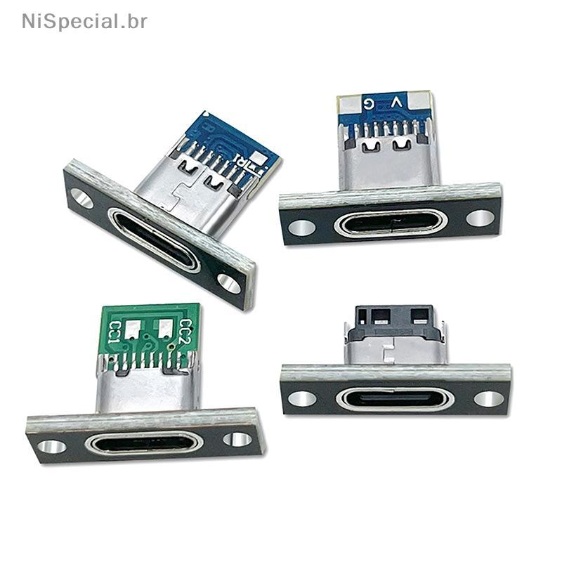 [Nis] 1pcs Tipo-C Conector Fêmea Ja Porta De Carregamento USB 3.1 Soet Com Placa De Fixação [BR]