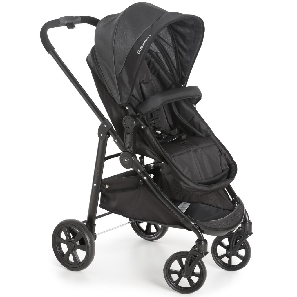 Carrinho de Bebê Olympus New Black Galzerano 1440NBL com cesto vira moisés
