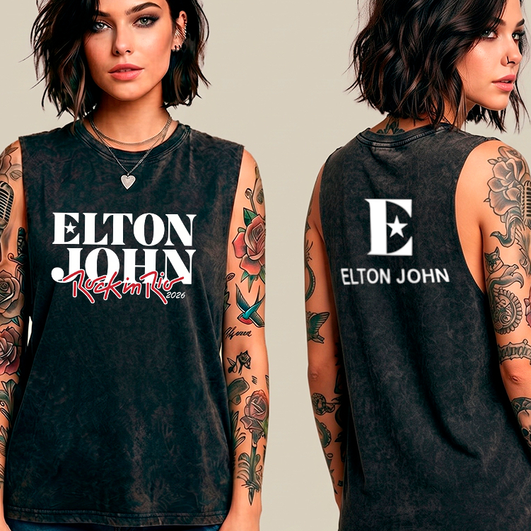 Regata Oversized Estonada Estilo Streetwear  Vintage Retro Unissex Stone Wash Cantor Elton John Show Rock Rio Popstar