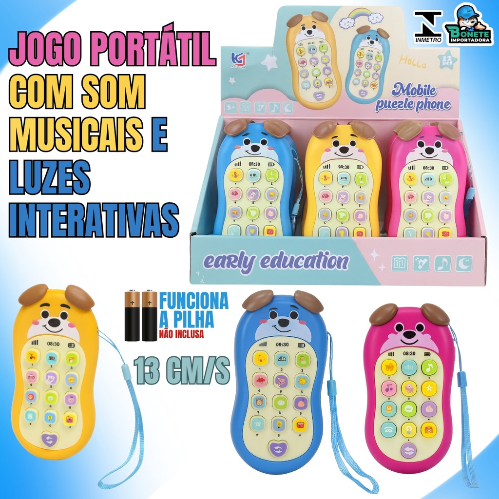 Telefone Infantil Portátil Colorido – Luz LED, Som Divertido e Seguro