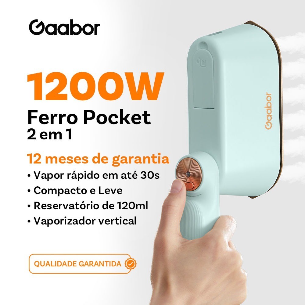 Gaabor Ferro de Vapor 127V Portatil Rapido Para Viagem Roupas Top Clean HM M01A