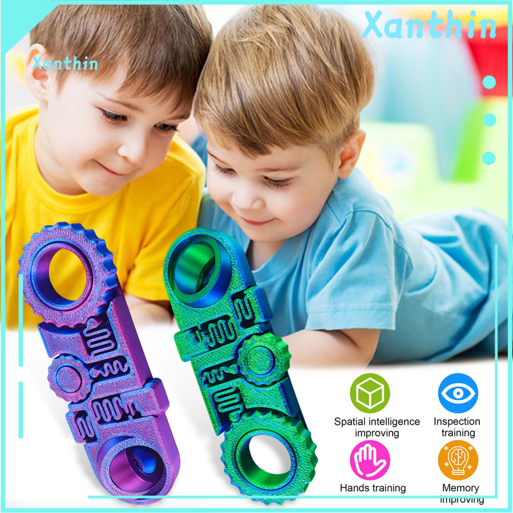 3d Printed Stress Relief Toy 5-in-1 Gear Spinner Fidget Ring for Anxiety Reduction Play Meditation – Portable Fingerti