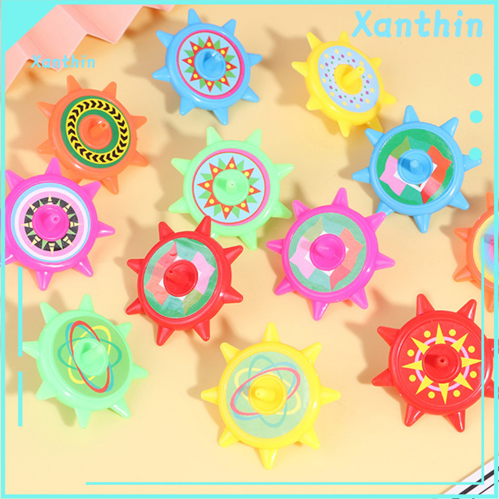 Spinning Top Toy Long-lasting Rotation 12pcs Colorful Mini Tops Kids Gyroscope Toys Portable Educational Fidget Spinner