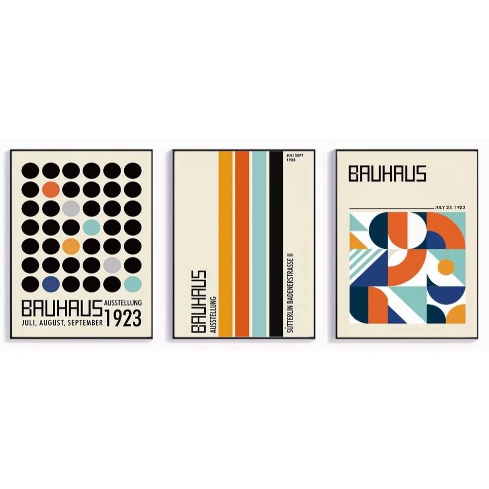 Quadro decorativo Vintage Bauhaus Exposição Gráfica (3 peças 40x60)