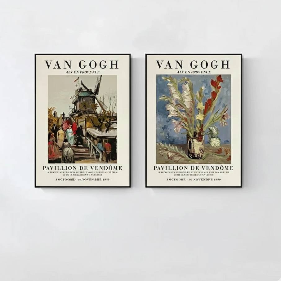 Quadro decorativo Van Gogh Paisagem Vintage Art Exhibition 40x60