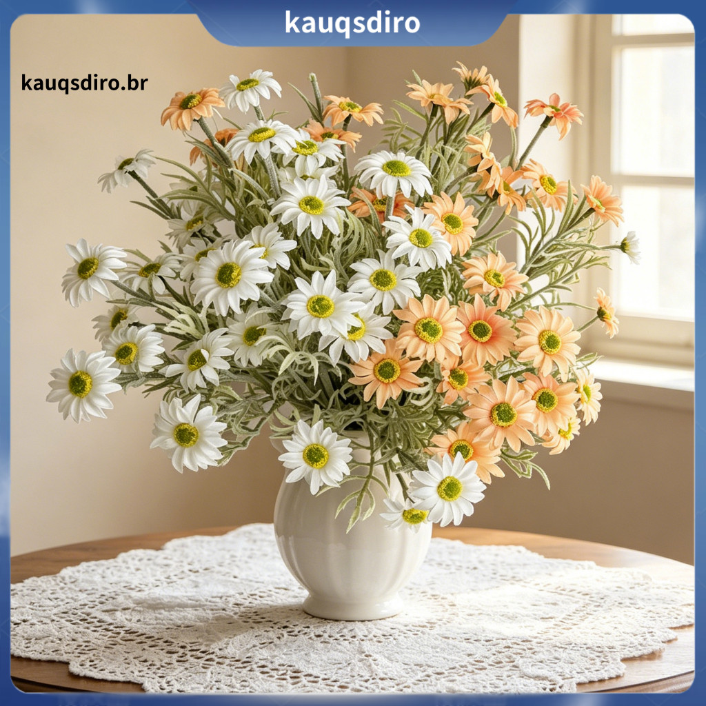 Artificial Flower Bouquet Realistic Flowers Silk Cosmos Long Stem Fake Arrangement for Wedding Bridal Table Centerpiece