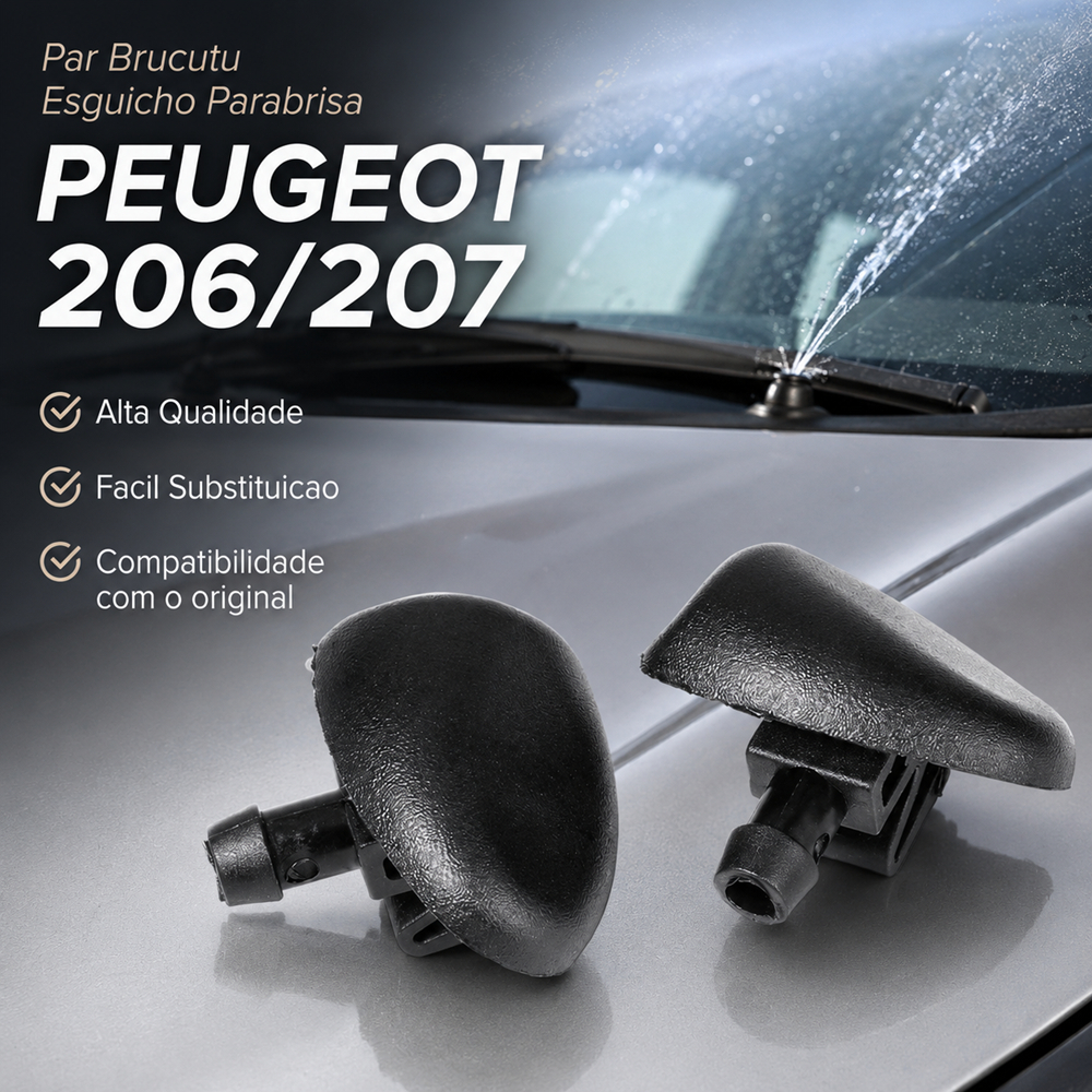Par Brucutu Bico Lavador Esguicho Agua Limpador Parabrisa Capo Peugeot 206 207 Qualidade