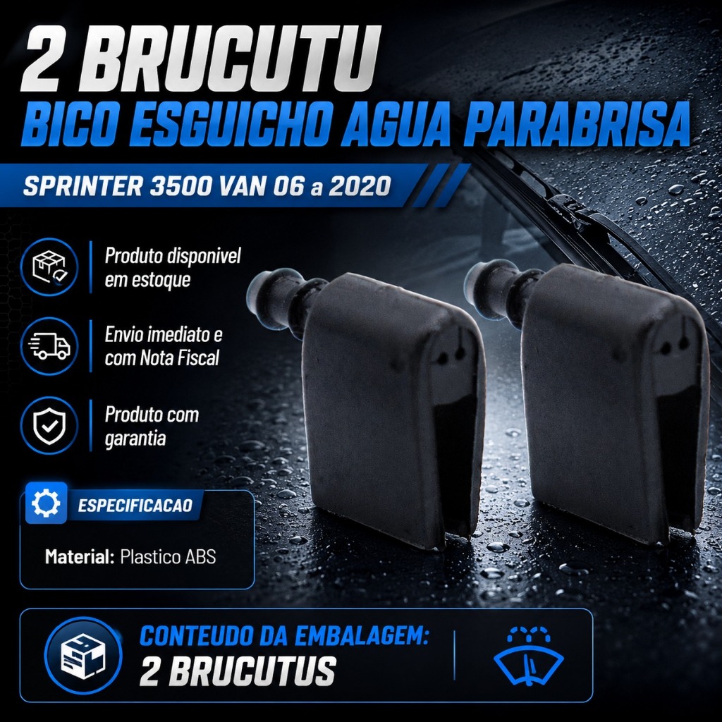 2 BRUCUTU BICO ESGUICHO AGUA LIMPADOR PARABRISA SPRINTER 3500 VAN 06 a 2020 - PAR